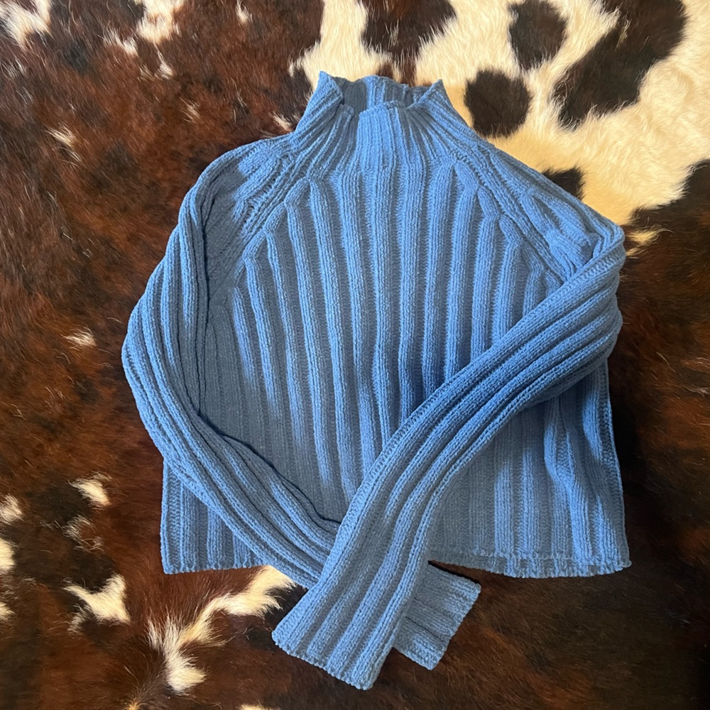 American Eagle Outfitters Blue Cowl Neck Sweater